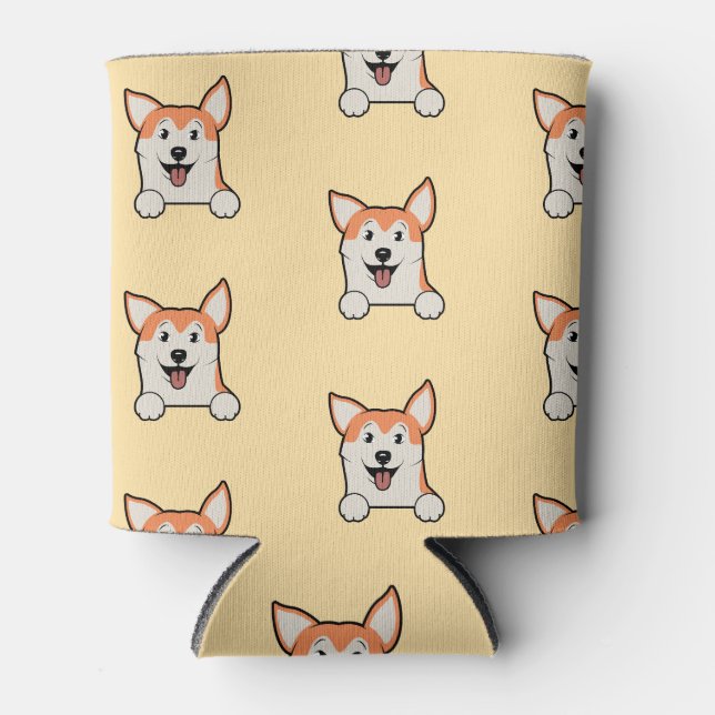 Cute Corgi Pattern – Dog Lover Drink Cooler Design (Front)