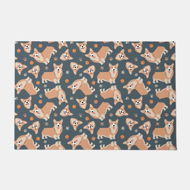 Cute Corgi Pattern Doormat (Front)