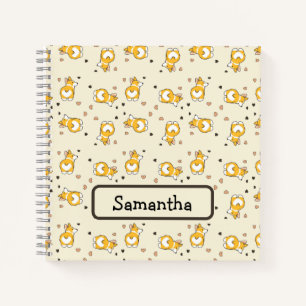 Cute corgi pink pattern notebook