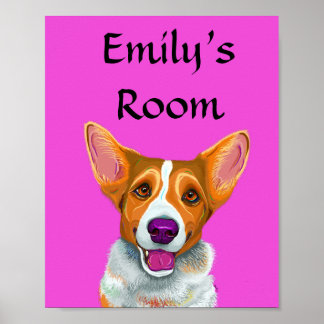 Cute corgi poster, my room, student room poster