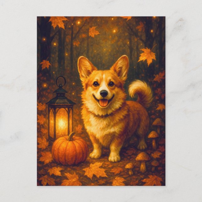 Cute Corgi Pumpkin Happy Thanksgiving Postcard (Front)