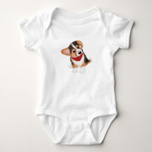 Cute corgi puppy baby bodysuit