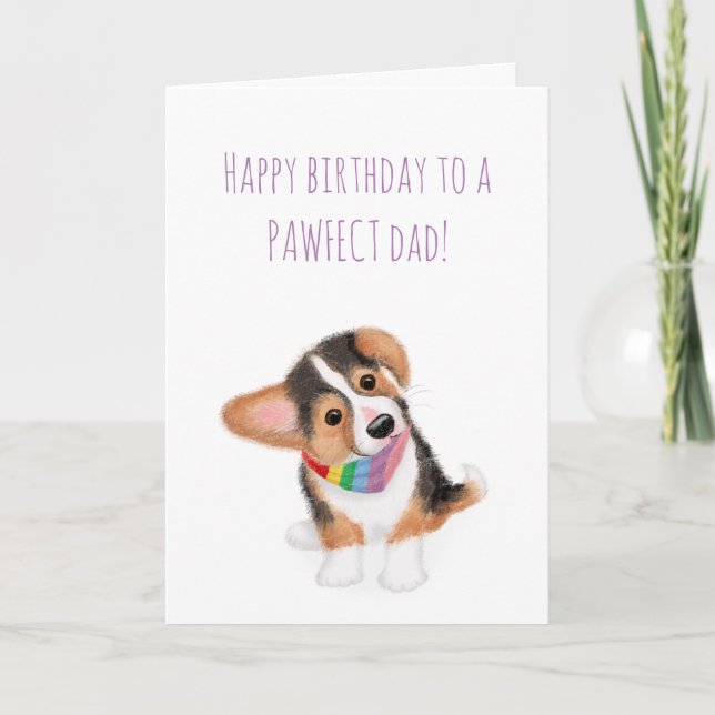 Cute corgi puppy birthday card from the dog (Front)
