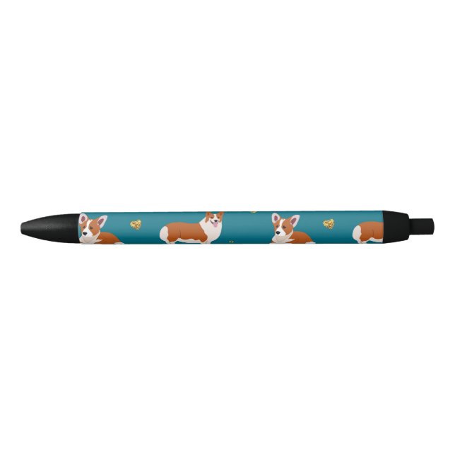 Cute Corgi Puppy Dog Black Ink Pen (Front)