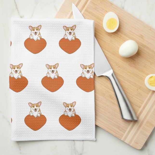 Cute Corgi Puppy Dog Kitchen Towel (Quarter Fold)