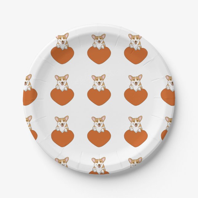 Cute Corgi Puppy Dog  Paper Plate (Front)