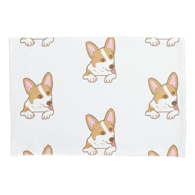 Cute Corgi Puppy Dog Pattern Pillowcase (Front)