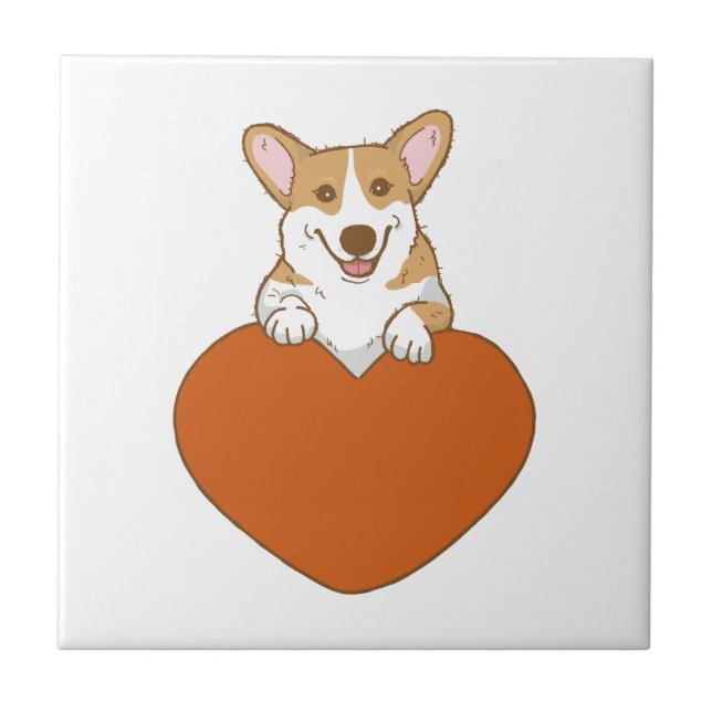Cute Corgi Puppy Dog Tile (Front)