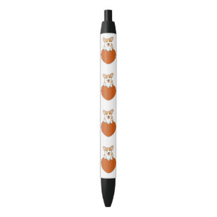 Cute Corgi Puppy Dog With Heart Black Ink Pen