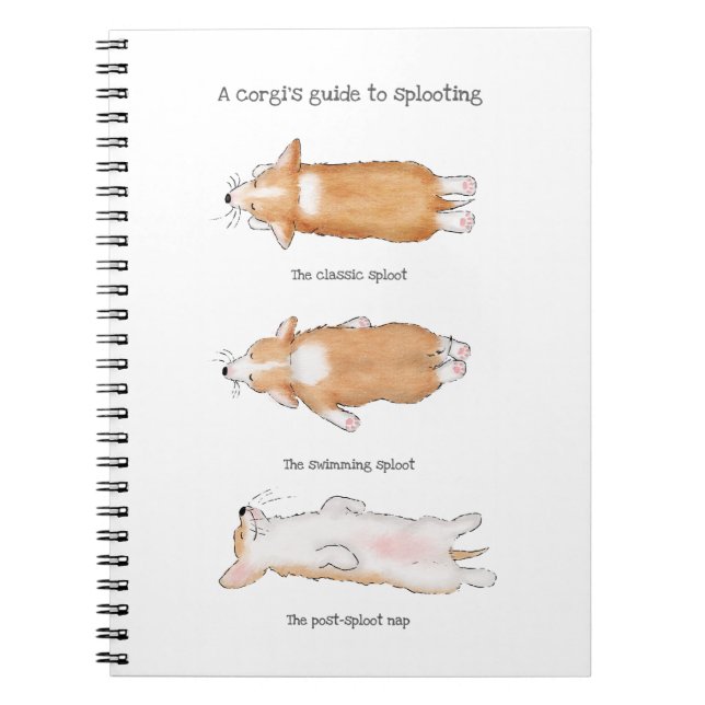 Cute corgi puppy guide to splooting notebook (Front)