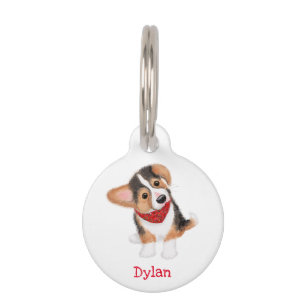 Cute corgi puppy personalised pet tag