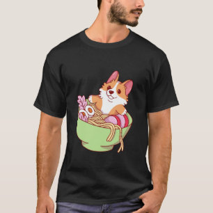 Cute Corgi Ramen Lover Dog Illustration T-Shirt