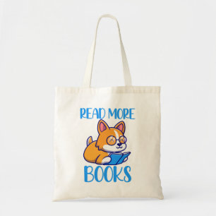 Cute Corgi Reading Book Tote Bag
