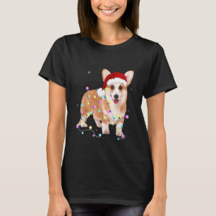 Cute Corgi Santa Hat Christmas Light Xmas T-Shirt