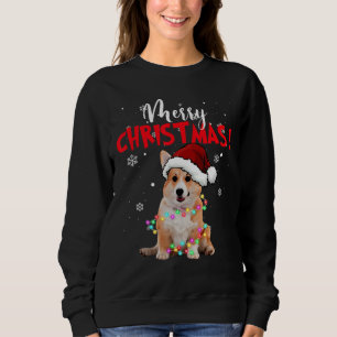 Cute Corgi Santa Hat With Colourful Lights Merry C Sweatshirt