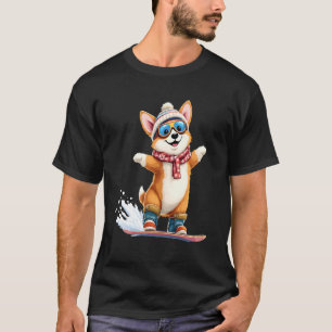 Cute Corgi Snowboarding Winter Sports T-Shirt