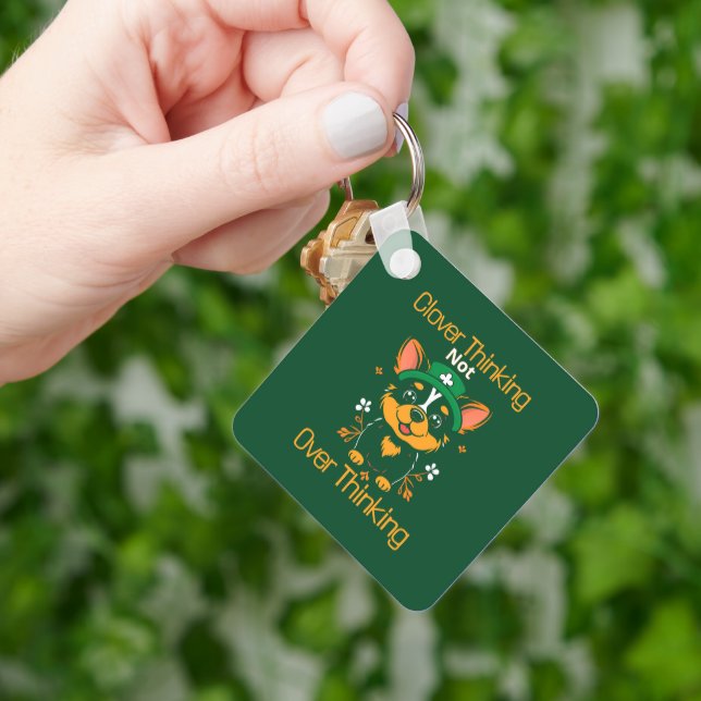Cute Corgi St. Patrick’s Day Keychain (Hand)