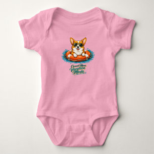 Cute Corgi Summer Vacation Mode Baby Bodysuit