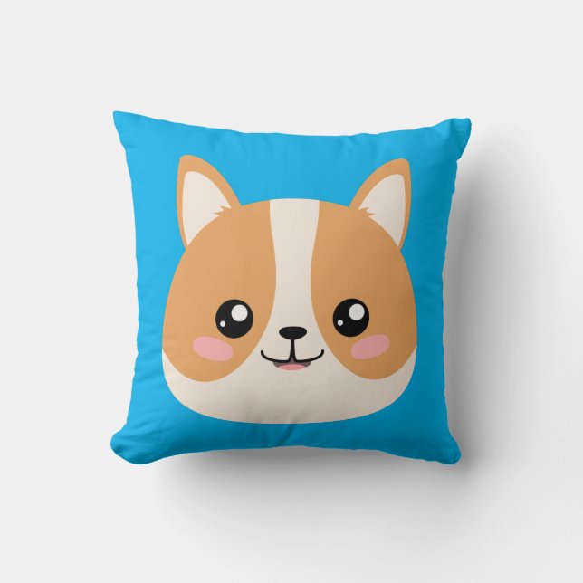 Cute Corgi Throw Pillow (Front)