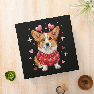 Cute Corgi Valentine Heart Valentines Day Binder