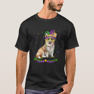 Cute Corgi Wearing Carnival Mask Mardi Gras Dogs L T-Shirt