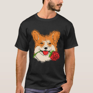 Cute Corgi with a Rose for Corgi owners T-Shirt