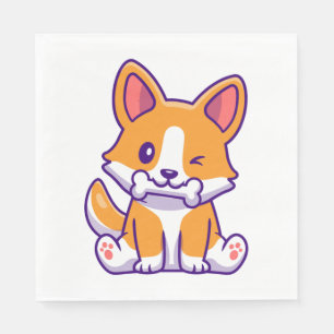 Cute Corgi with bone Napkin