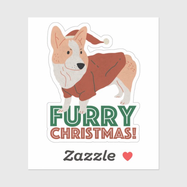 Cute Corgi with Christmas Pun: Furry Christmas (Sheet)