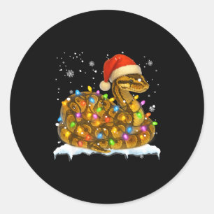 Cute Corn Snake Christmas Light Funny Corn Snake L Classic Round Sticker