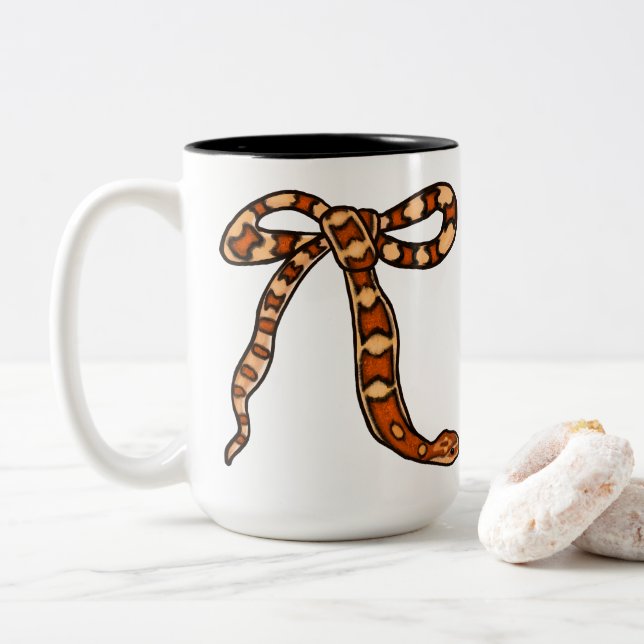 Cute Corn Snake Two-Tone Coffee Mug (With Donut)