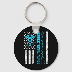 Cute Correctional Nurse Us Flag Nursing Healthcare Keychain