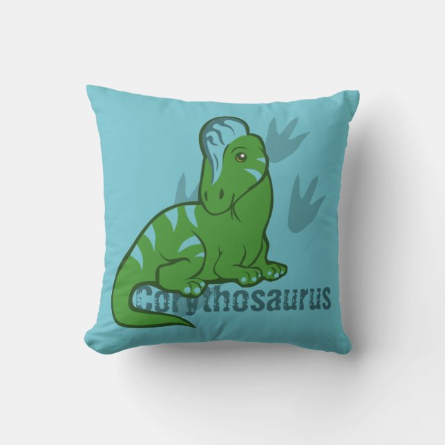 Cute Corythosaurus Throw Pillow (Front)