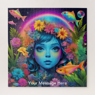Cute Cosmic Abstract Girl Surreal Rainbow Art  Jigsaw Puzzle