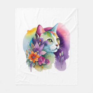 Cute cosmic bohemian cat fleece blanket