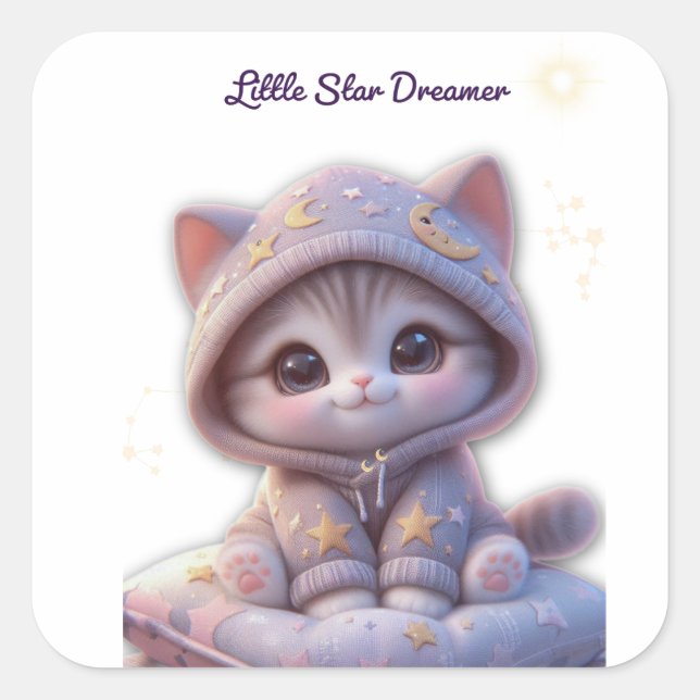 Cute Cosmic Cat Sticker (Front)