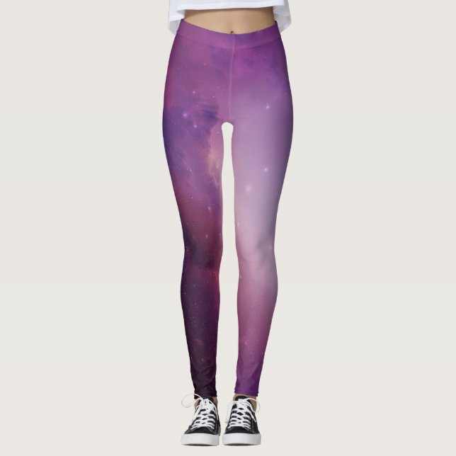 Cute Cosmic Colours Stars Galaxy Pattern Women's Leggings (Front)