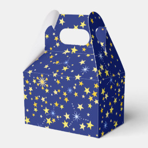 Cute Cosmic Pattern Starry Night Galaxy Navy Blue Favor Box