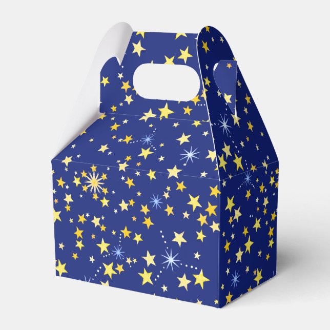 Cute Cosmic Pattern Starry Night Galaxy Navy Blue Favor Box (Front Side)