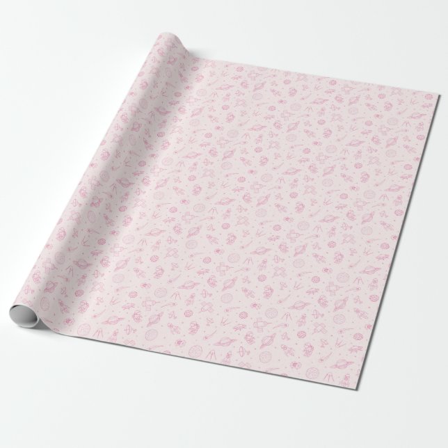 Cute Cosmic Pattern Wrapping Paper (Unrolled)