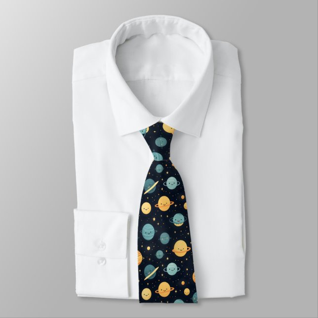 Cute Cosmos Pattern Tie (Tied)