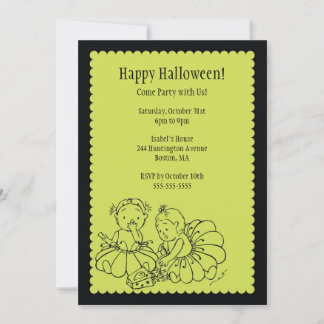 Cute Costume Girls Halloween Party Invitations