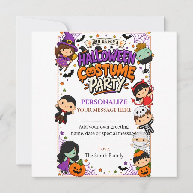 Cute Costume Halloween Party Invitation (Front)