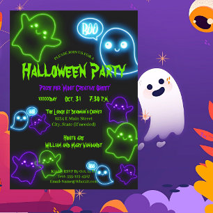 Cute Costume Halloween Party Invitation Postcard
