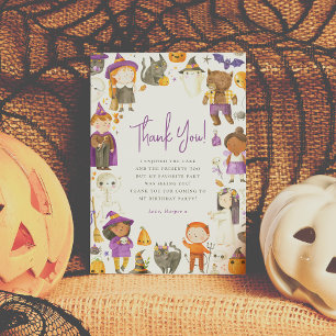 Cute Costume Party Halloween Birthday Thank You Card