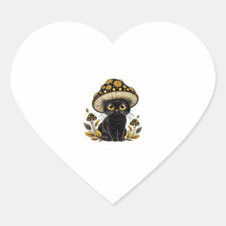 Cute Cottagcore Cat Mushroom Hat Vintage Grunge Ae Heart Sticker