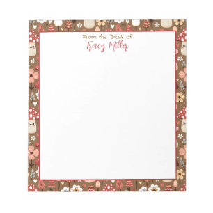 Cute Cottage Core Mushrooms and Flowers Notepad