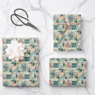 Cute cottage core tiled housewarming party wrapping paper sheet