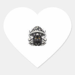 Cute Cottagecore Aesthetic Cat Mushroom Women Kids Heart Sticker