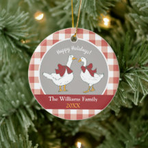 Cute Cottagecore Country Geese Red Grey