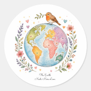 Cute Cottagecore Earth Day Round Sticker